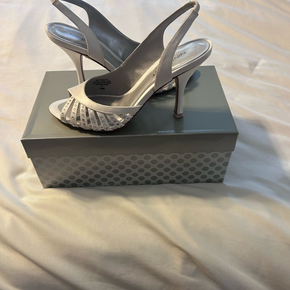 Nine West White Heels with Open Toe and High Heel